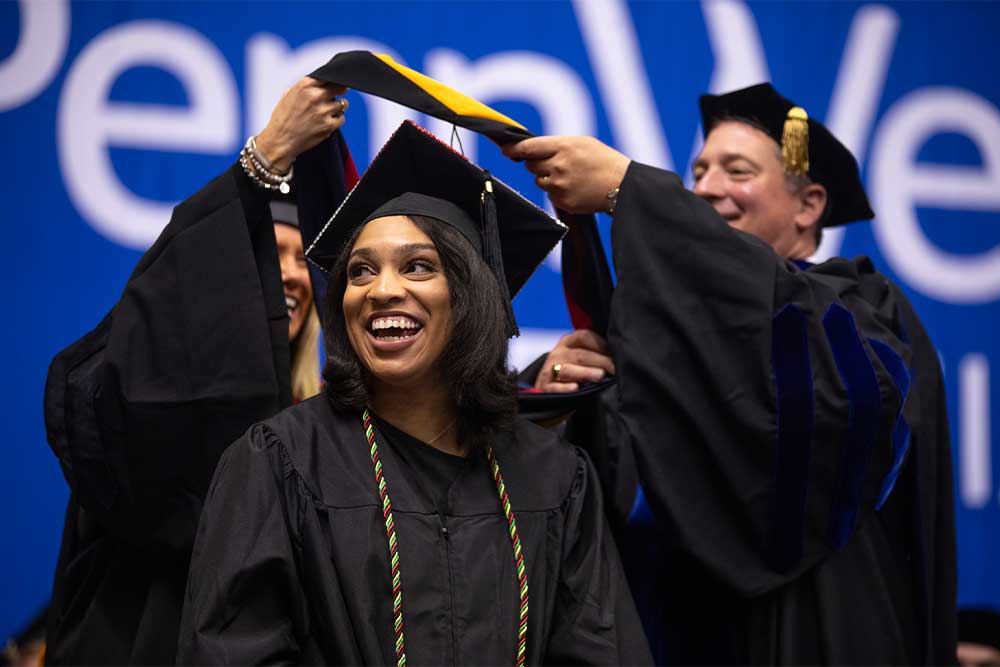 PennWest adult learner using flexible degree completion options and personalized support to continue progress toward a degree.