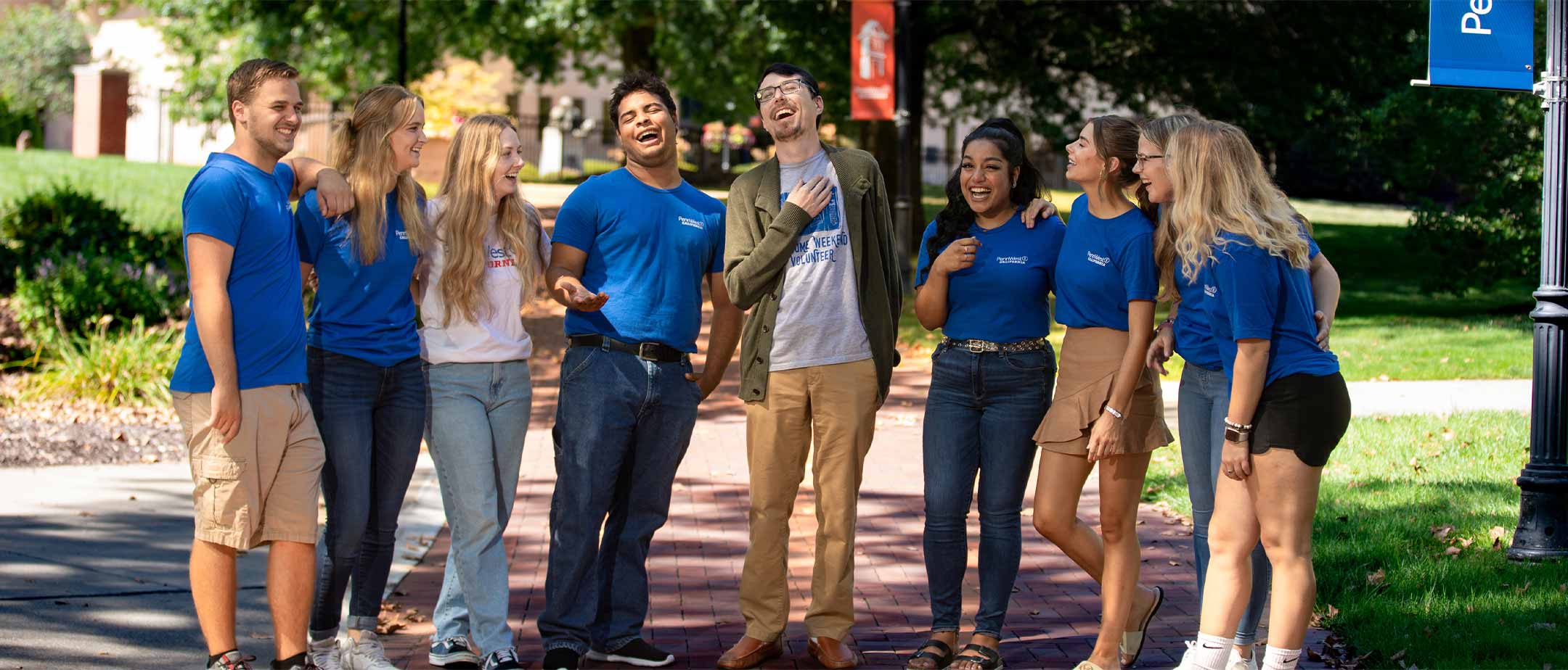 Students laughing and enjoying campus life