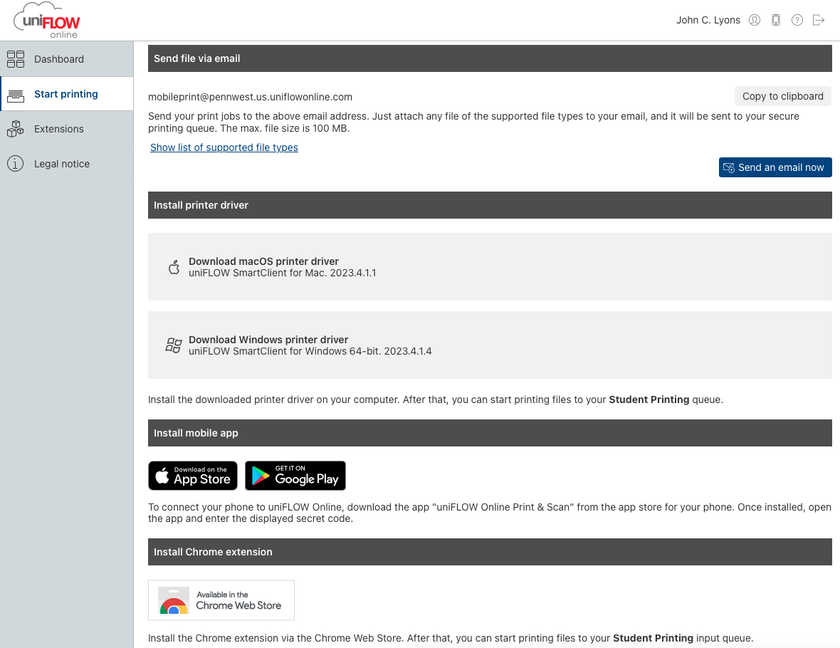 screenshot of uniflow MFA steps