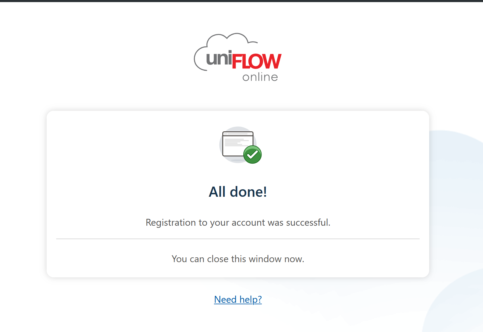 screenshot of printer driver installation message