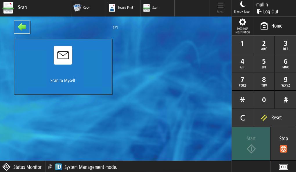 screenshot of the scan button on kiosk