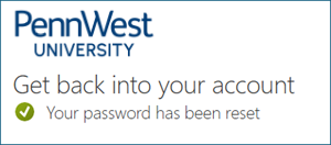 Password reset confirmation message