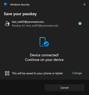 screenshot of passkey notification