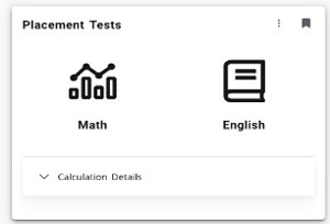 A screenshot of the placement tests icons