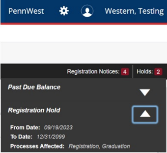 self-service registration hold notification