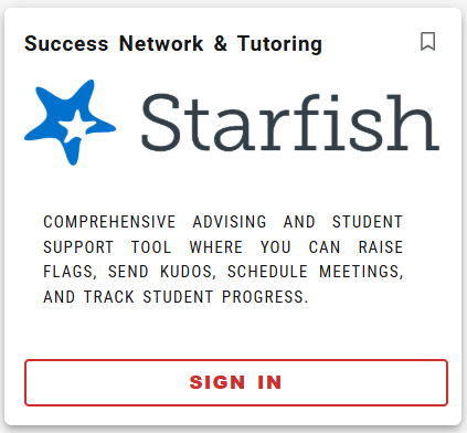 Starfish login tile in myPennWest portal