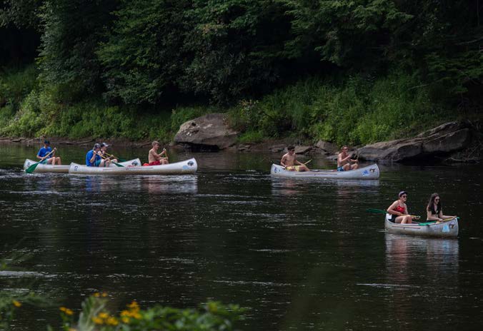 Biology bootcamp students canoeing