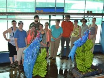 Group of PennWest students at a banana plantation-in-costa-rica