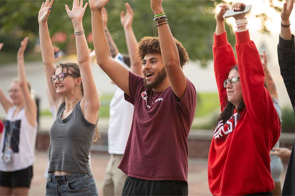 PennWest students participate in a campus leadership activity, developing teamwork, communication, and leadership skills outside the classroom.