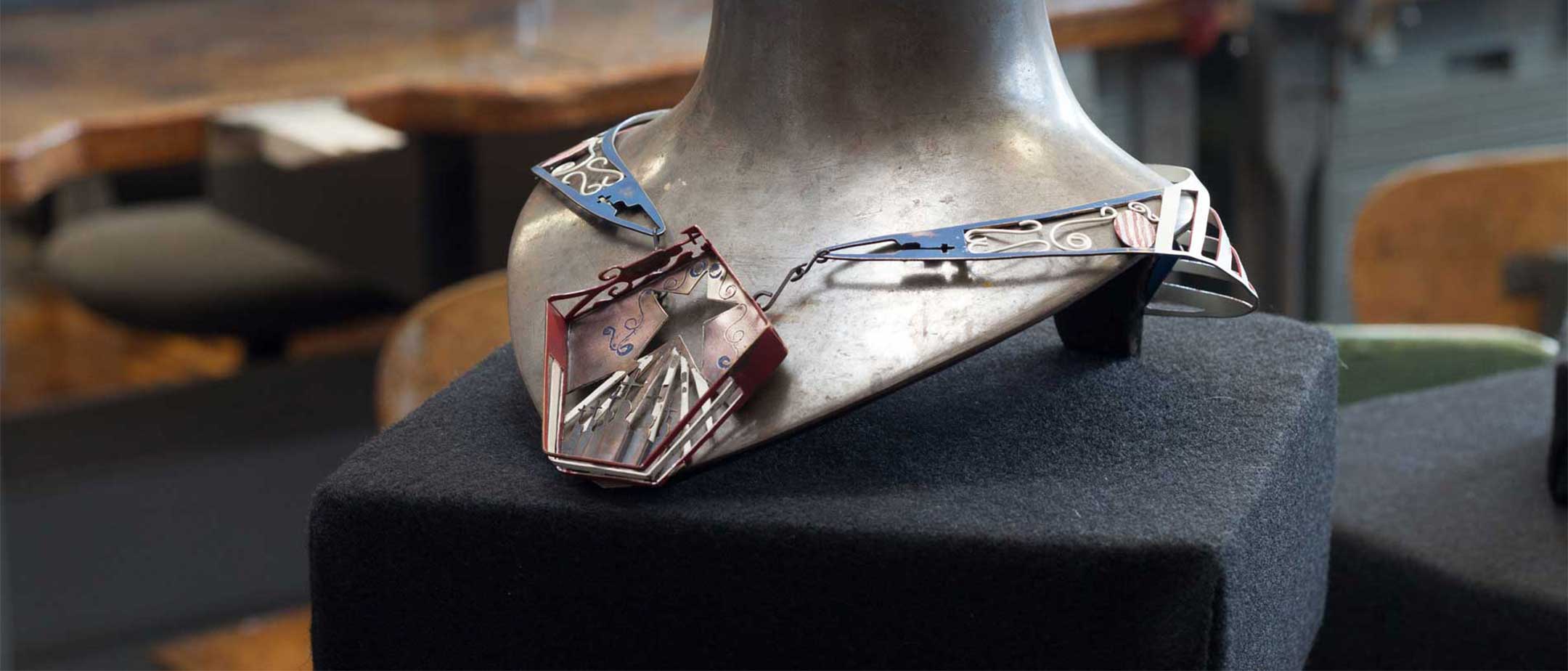 A necklace on display