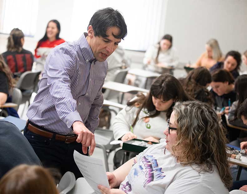 a special education professor teaching a class of students