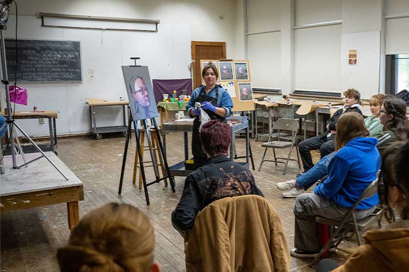 Students in an art lab