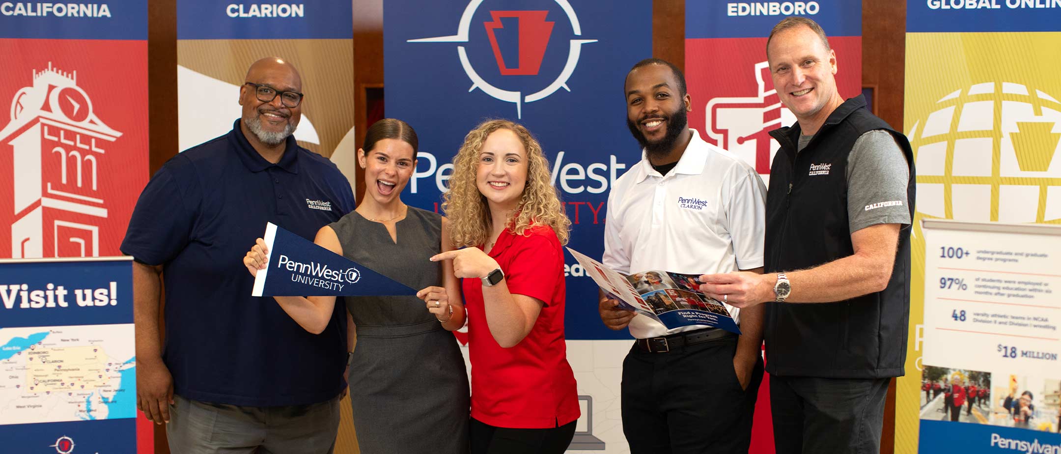 Admissions counselors at a college fair