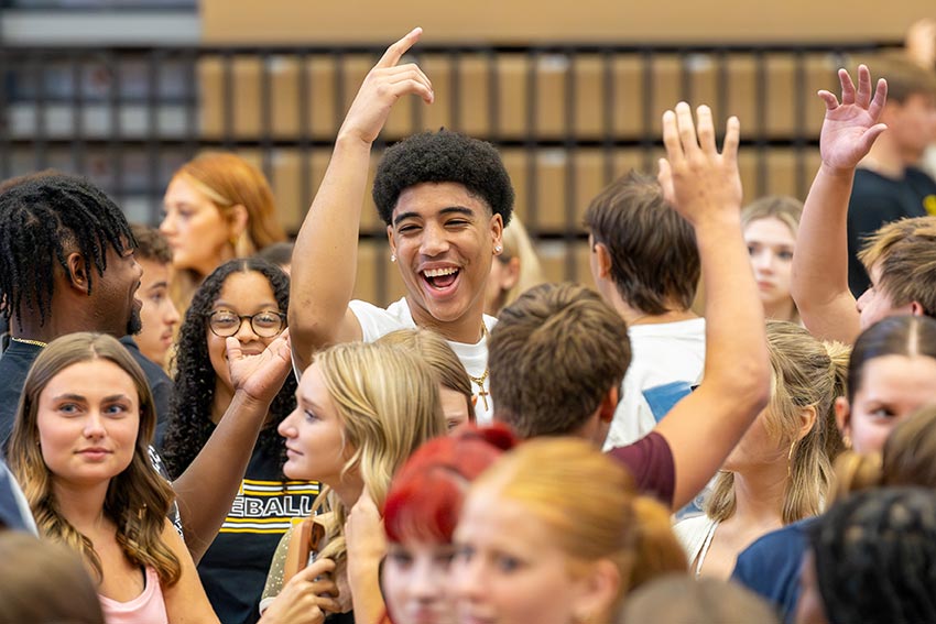 Students celebrating at an event