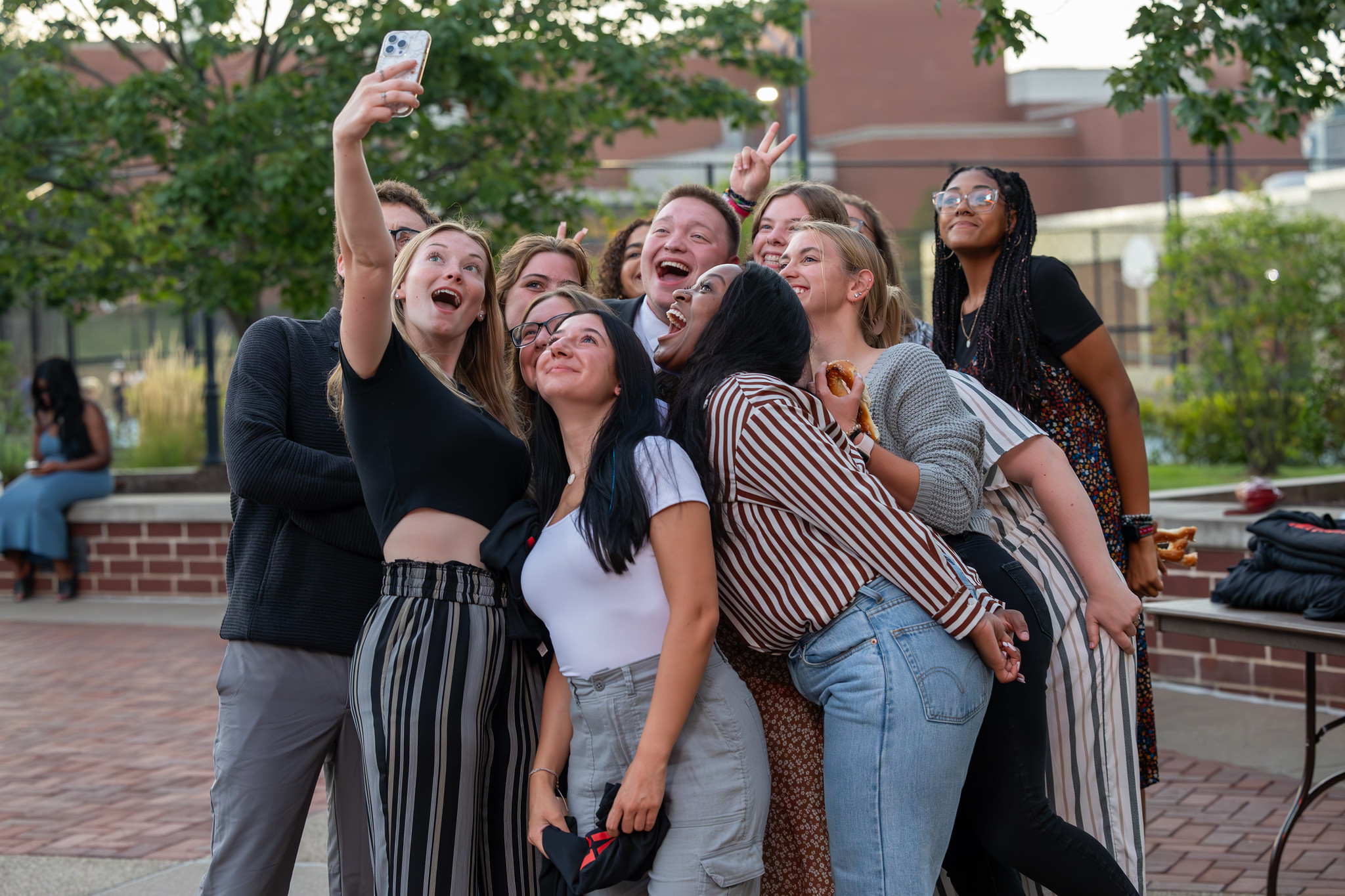 Students taking a group selfie
