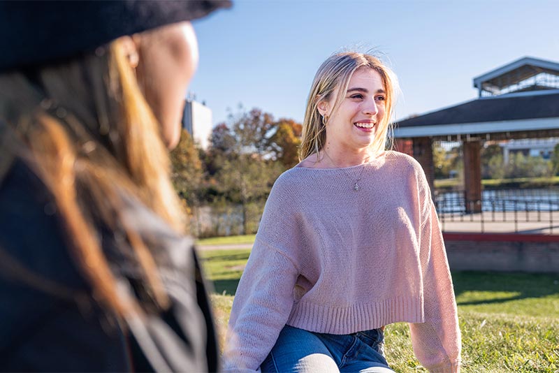 students enjoying campus
