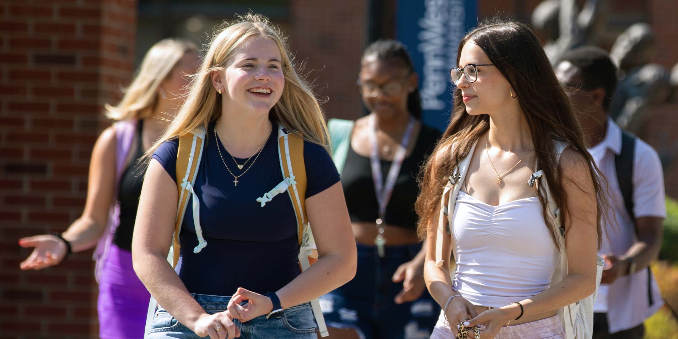 Students walking on campus