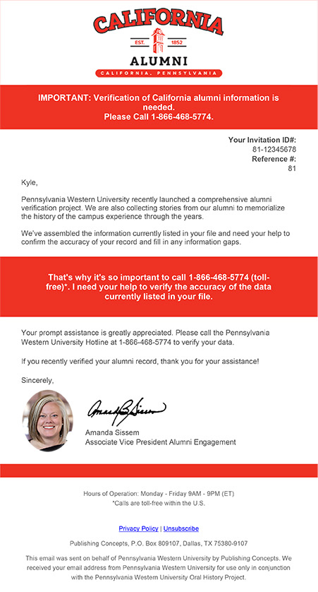 PCI California Email Example