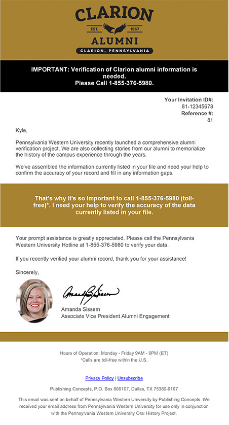 PCI Clarion Email Example
