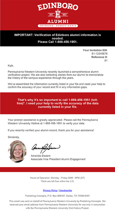 PCI Edinboro Email Example