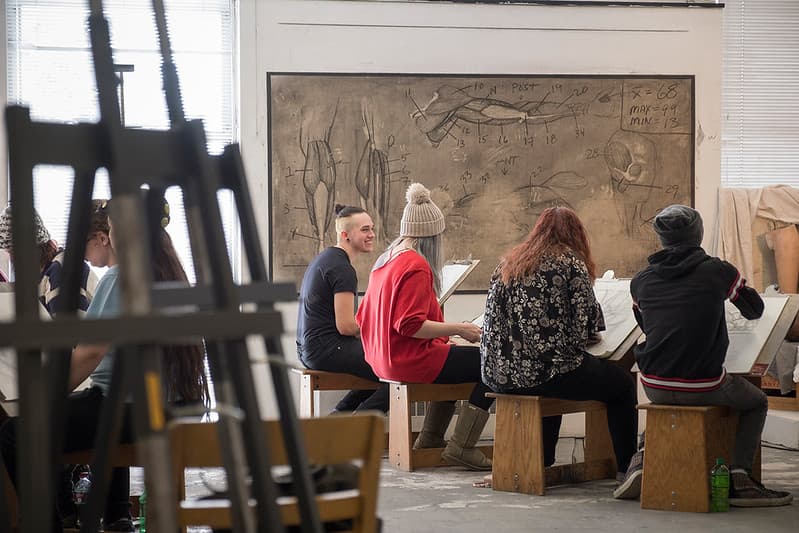 PennWest Edinboro students working in a creative campus space.