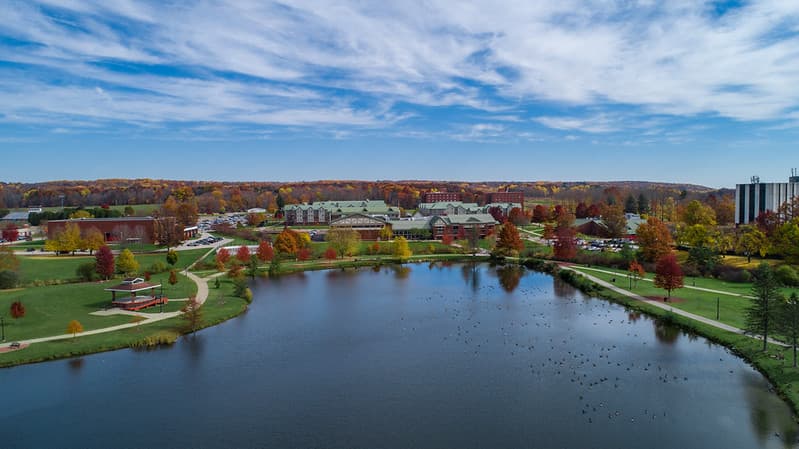 Scenic PennWest Edinboro campus near Edinboro Lake.
