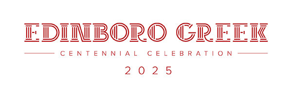 Edinboro logo with sword and tartan background