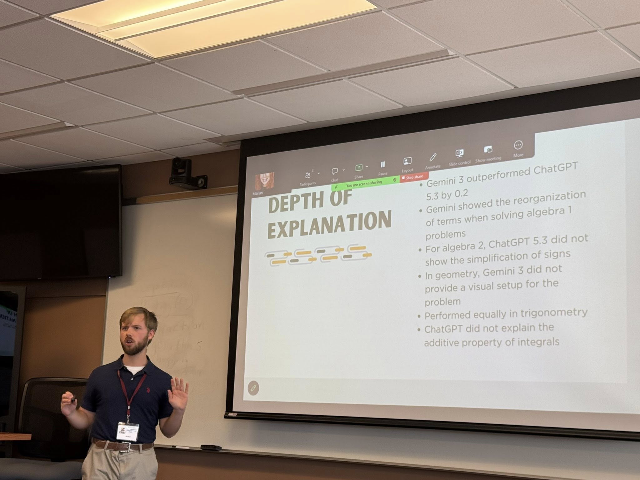 Student Giving Presentation regarding AI Research