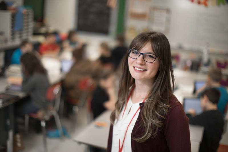 A PennWest graduate is teaching elementary school students. 