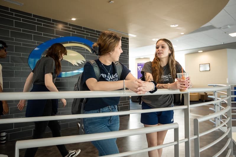 Students at PennWest Clarion visit student center. 
