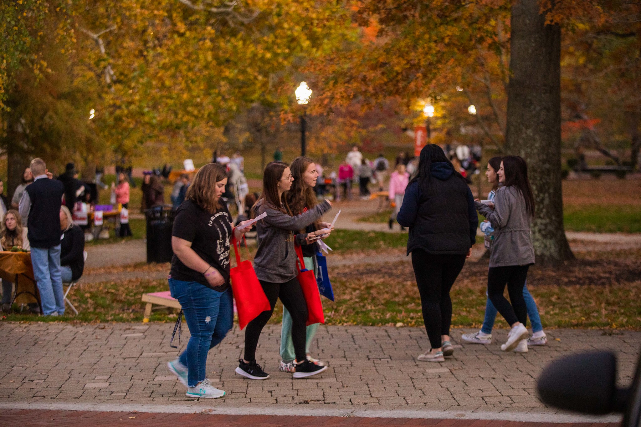 Students walking around campus