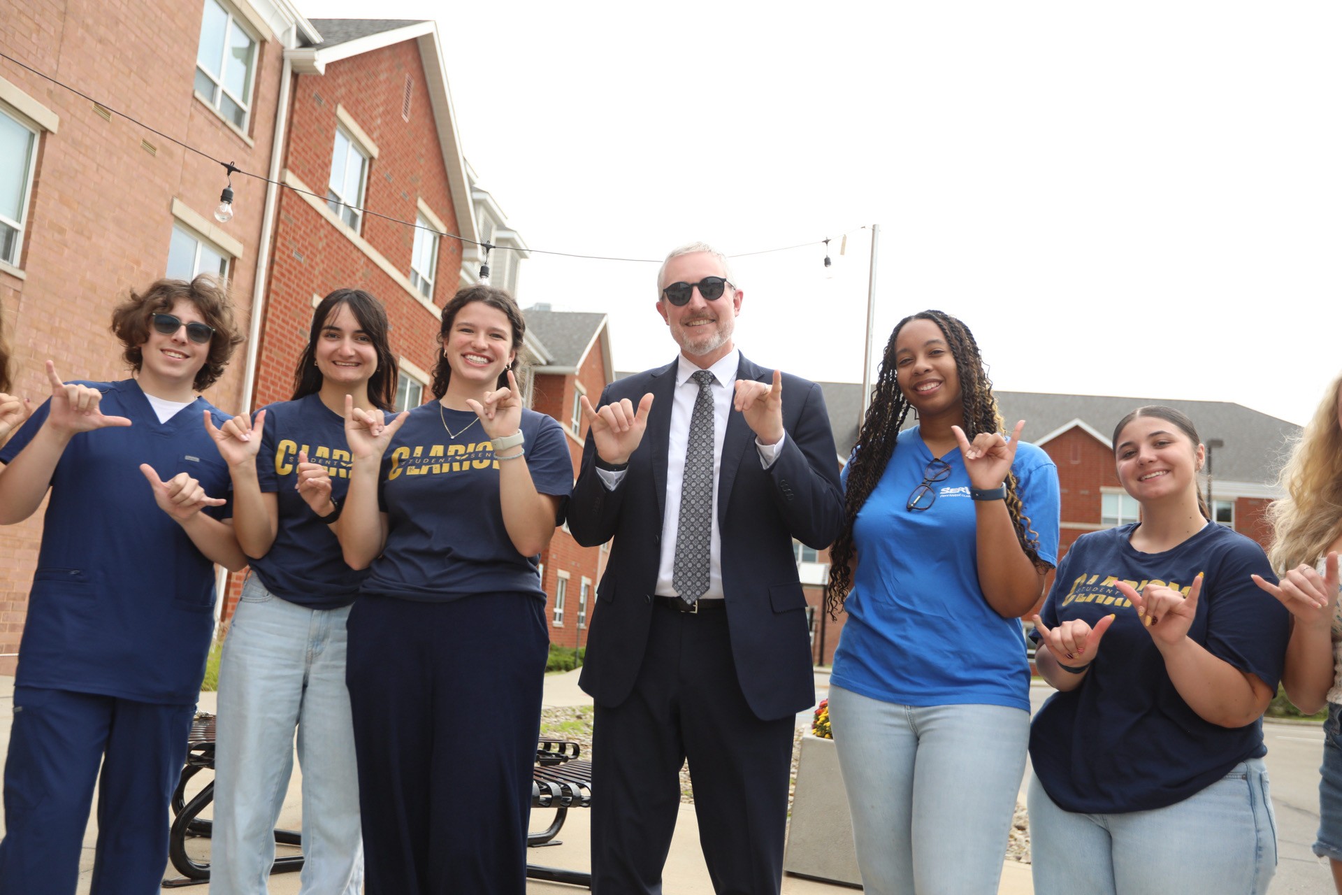 interim president jim fisher with clarion students