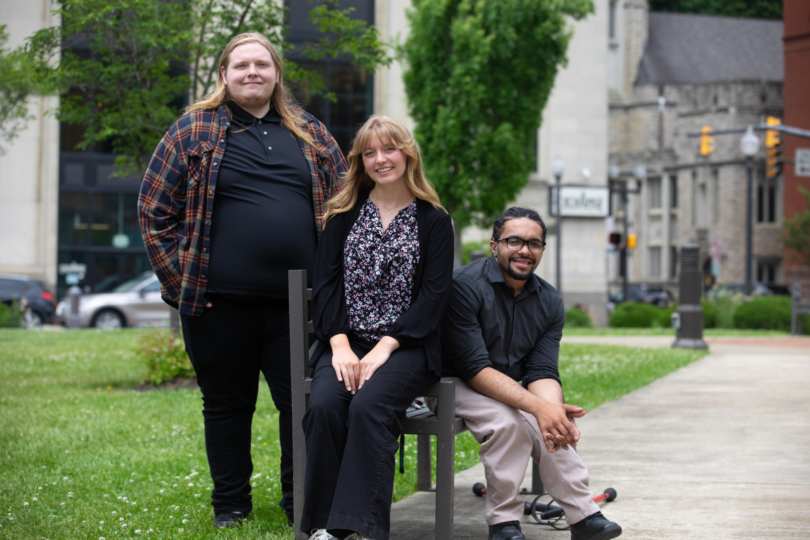 Tom Lewis, Natalie Battaglia, and Jordan McCown, who are completing internships supported by the McElhattan Foundation