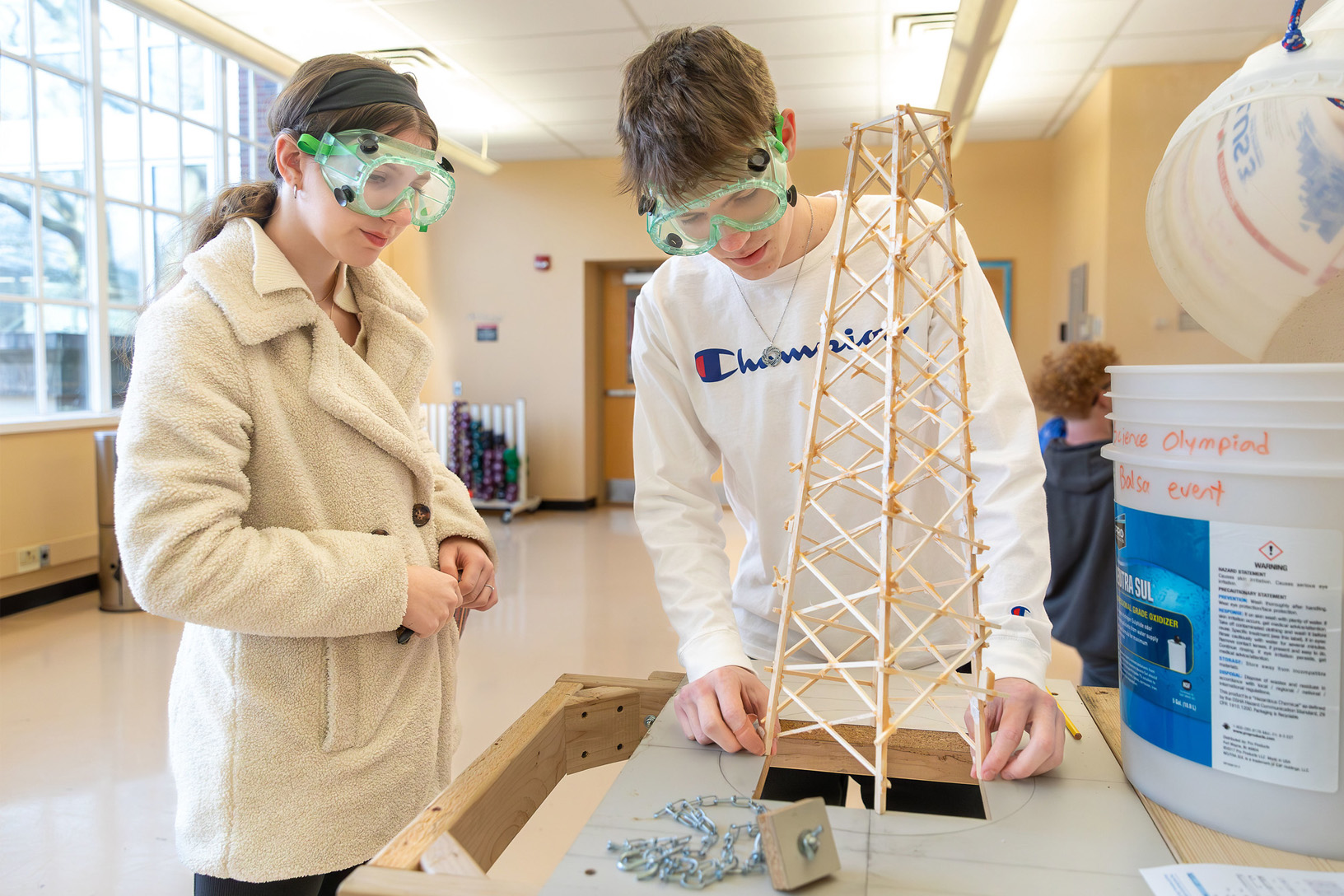 Students participate in the Tower Competition in the PA Science Olympiad
