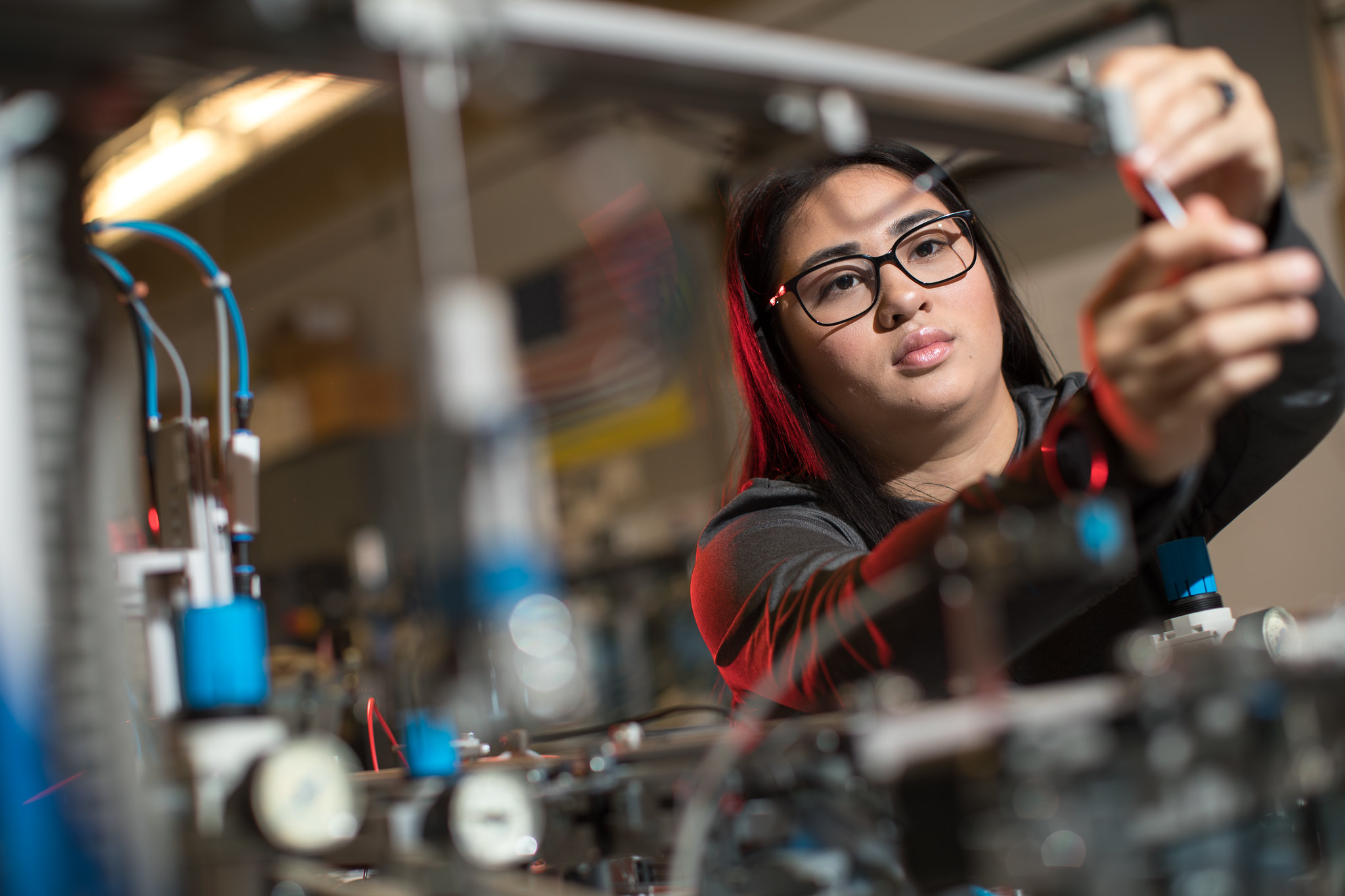 mechatronics engineering student in lab