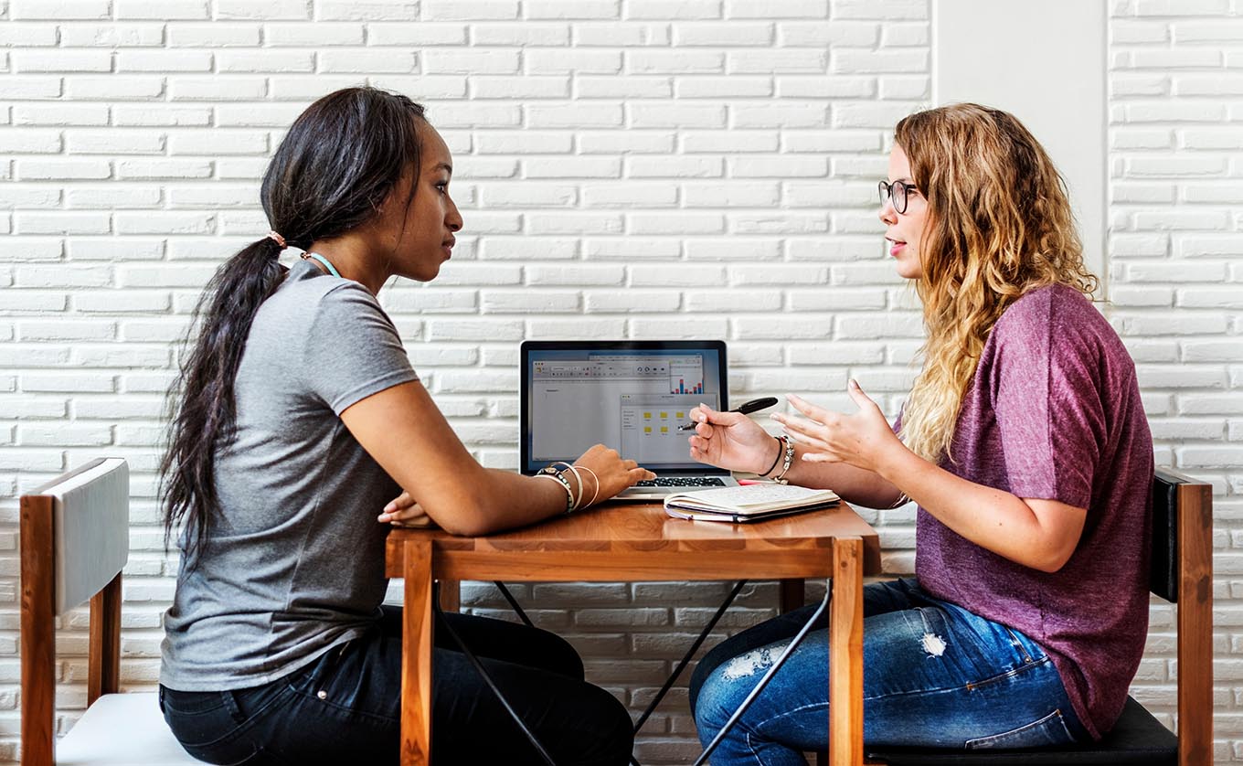 two students studying