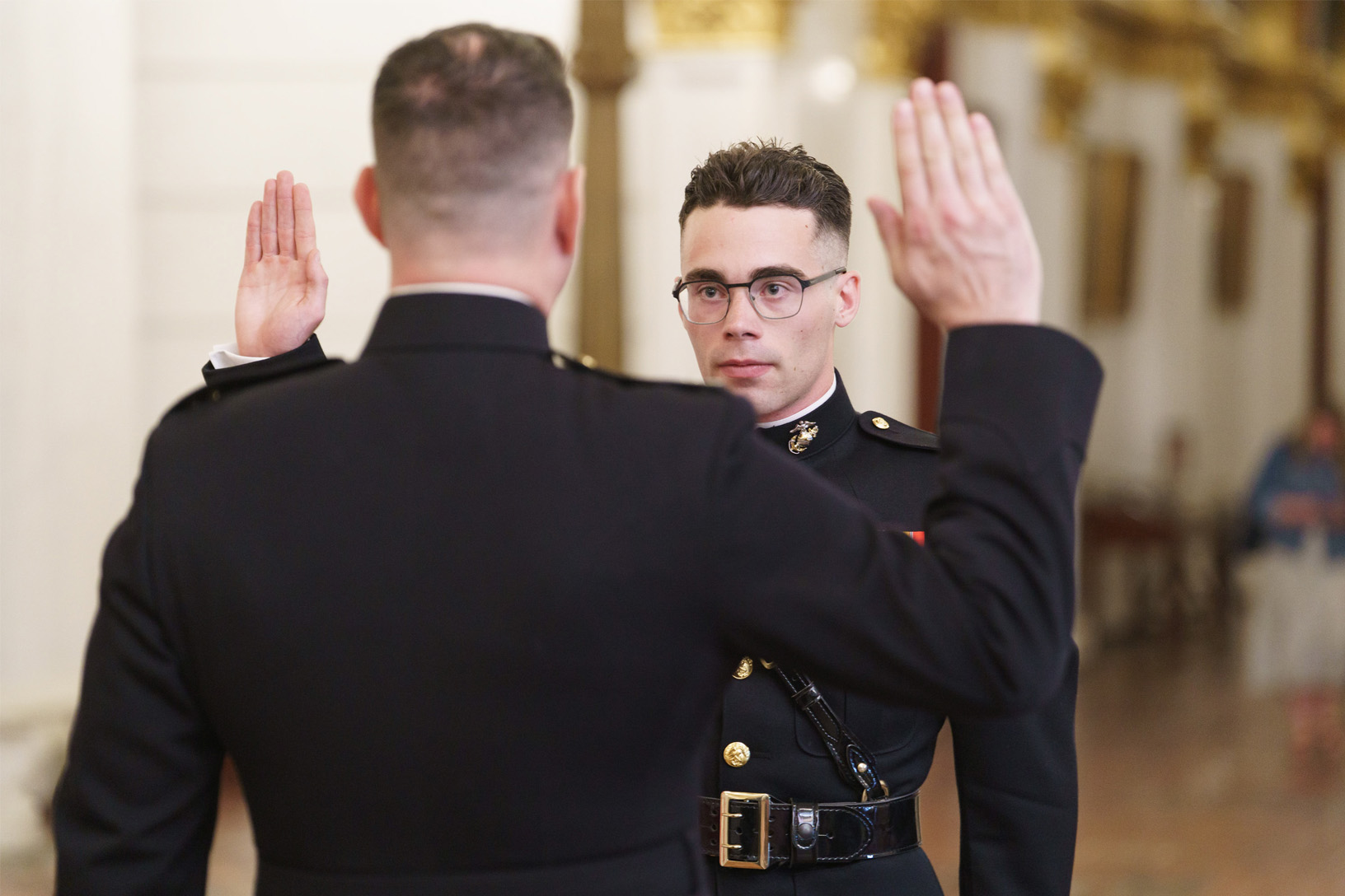 PennWest graduate Jordan Weidman commissions as a second lieutenant in the United States Marine Corps