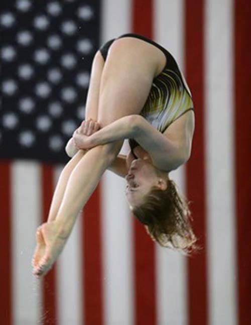 Kristin diving into the water