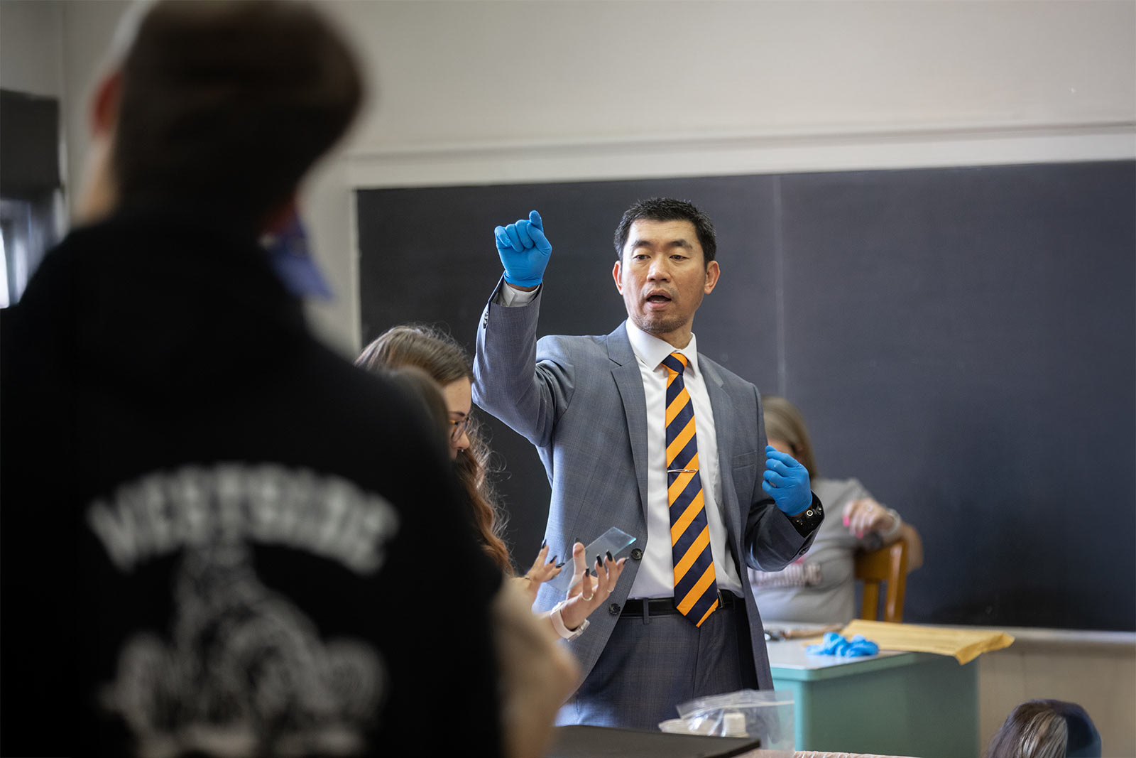 Dr. Raymond Hsieh teaching a class at PennWest
